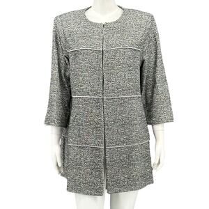 Cabi Jacket Womens Large Gray Black The Times Long Cotton Stretch Preppy Commute